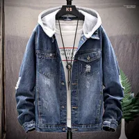 Men's Jackets 2022 Autumn Man Trend Versión coreana del clásico suelto Demin Multi - Pocket Risk Cowboy Coat Male tamaño M a 5XL1