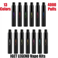 100% Originele Iget Legend Disposable POD E-Sigaret Apparaat Kit 4000 Zuigers 12ml Prefuled Pods Cartridges Stick Vape Pen Authentic vs XXL Plus MAX