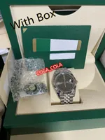 상자 권장 방수 박스 페이퍼 상자 용지 최고 품질 시계 41mm 스틸 플루트 베젤 녹색 사파이어 움직임 기계 자동 남성 시계