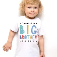 Promoted To Big Brother Est T-shirts Boys Short Sleeve Kids Graphic Tee Bro Shirt Summer Clothes Year Present