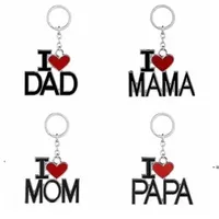 Englischer Brief Keychain I Love Papa Mama Mama Papa Metall Party Favor Key Ring Familie Schlüsselanhänger Für Vater Muttertag Geschenk GCB15046