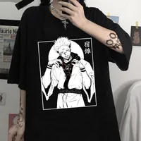 Męskie koszulki kawaii jujutsu kaisen tshirt men krótki rękaw Sukuna okrągła szyja miękka manga manga koszulka