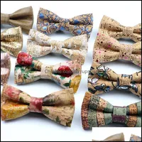 Bow Ties Fashion Accessoires Floral Cork Wood For Men Women Women Childern Wedding Casual Party Gifty Novelty Handmade Dh2Mx
