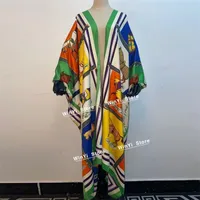 쿠웨이트 가을 위니 여성 카디건 느슨한 긴 드레스 칵테일 파티 보호 맥시 아프리카 휴가 배트 윙 슬리브 슬리브 실크 로브 220721