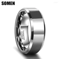 Bröllopsringar Somen 6mm 8mm Silver Color Tungsten Carbide Ring Men's and Women's Matte High Polished Steel Conforce Fitwedding RI
