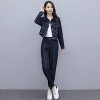 Women's Two Piece Pants Retro Denim Suit For Women 2022 Spring And Autumn Young Middle-Aged Casual -