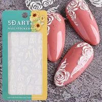 Stickers & Decals Acrylic Rose Nail Flower Lace Engraved Embossed Sliders Wedding Valentine DIY Manicure DecorationStickers