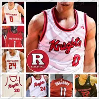 Custom Rutgers Goedkope Scarlet Knights 2020 Basketbal 0 Geo Baker 24 Ron Harper Jr. 1 Akwasi Yeboah 15 Myles Johnson Mannen Jeugd Kid 4XL Shirt