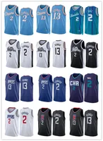 75e anniversaire Charlottes Nouveau 2022 Basketball Jerseys Lamelo 2 Ball 2 Paul 13 George Kawhi Leonard Clipper Mens T-shirt Hornet Jerseys Bleu blanc