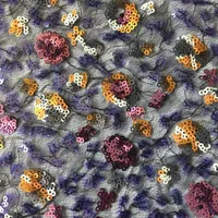 Fabric LASUI 1yard/1 Lot Color Sequin Embroidered Flowers Mesh Lace Diy Evening Dress Show Clothing Party W0059