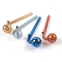 Wholesale Heady Mini Glass Smoking Pipes Colorful Pyrex Oil Burner Glass Pipes Staight Tube Spoon Pipe SW133 Tobacco