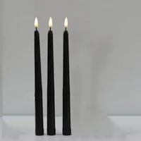 3 قطع شموع LED سوداء مع بطارية اللهب الخفقان تعمل في عيد الهالوين قبر القبر الكنيسة النذرية 220606