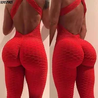 Sexy Halter Women's Tracksuit Yoga High Waist Play suit Slim Sport Backless Top Running Sportswear Pants Push up Jumpsuit229P