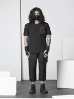 Erkek Tişörtler Erkekler Gece Kulübü Şarkıcı Dark Asimetrik Patchwork Tasarım T-Shirt Kişilik Kısa SL'nin Basit Büyük Zayıflama Versiyonu