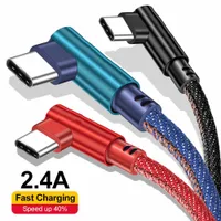 Type C Charger Cable Micro Cables 90 Degree Durable Nylon Braided Fast Charging Cord for Samsung Galaxy S22 S21 S20 S10 S9 Plus Note 20 Ultra S21 FE