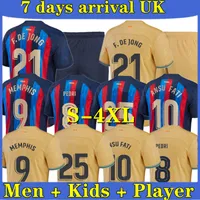 22 23 Soccer Jersey S-4XL Ansu Fati Pedri Player versie Camisetas de voetbal Gavi Adama Barcelonas Ferran 2223 Griezmann F. De Jong Dest Shirt Men Kids Kit Tops