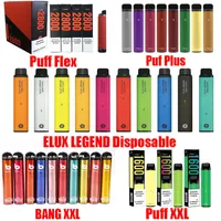 Elux Legend Bang XXL 퍼프 맥스 플렉스 플러스 일회용 포드 전자 담배 장치 키트 800 1600 2000 2800 3500 Puffs Prefilled Cartridge Vape 펜 VS Elf Bar 1500 600