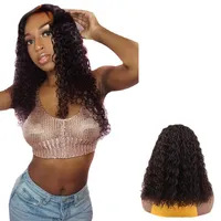 16&quot; Lace Part Human Hair Wigs For Women 180% Density Brazilian Water Wave Lace Wig Cheap Middle Part Wig Human Hair Sale