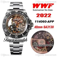 WWF Andrea Pirlo Project Skeleton SA3130 Automatic Mens Watch Black Carbon Fiber Bezel Skeleton Dial 904L Steel Case And Bracelet 239D