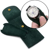 Relógios de alta qualidade de caixas Caixas Snap Button Watch Bolsa Luxury Green Green Velvet Storage Travel Pouch Flannel Bags