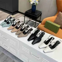 Дизайнерские насосы Slingback Sandals, представленные в черных сетчатых кристаллах, женские сексуальные туфли для туфли с пряжкой на каблуках с размером коробки 35-41