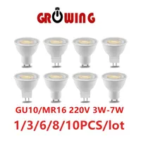 電球1-10pcs LED Spotlight Cob GU10 MR16 220V 3W-7Wダウンライトキッチンリビングルームバスルームの交換50Wハロゲンランプ付き