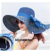 Women straw Hat Beach SunHat Foldable Floppy Travel Packable Wide Brim Sun Protection Cap256i