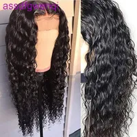13X4 Lace Closure simulation Human Hair Wig Water Wave synthetc lace front wig for Women Pre Plucked Density 150% wet and wavy Wig
