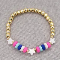Bedelarmbanden go2boho stervormige shell armband kleurrijke polymeerklei platte kralen goudkleur voor vrouwen mode sieraden hoge kwaliteit melv22