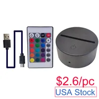 3D Night LED Light Lamp Base + Remote Control + USB Cable Adjustable 16 Colors Decorative Lights for Birthday Gift Valentine Living Room Bar