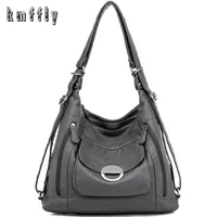 KMFFLY Brand Women&#039;s Large Capacity 3IN1 Soft PU eather Handbag 2022 Trend Ladies Shoulder Messenger Bag Gray Sac a Main