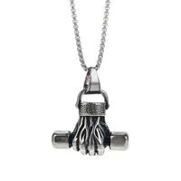Pendant Necklaces Personality Creative Titanium Steel Necklace Does Not Fade Fitness Fist Dumbbell Sports Punk Hip Hop Power Jewel257F