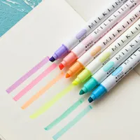 12 pçs / set milliner highlighter caneta papelaria milkliner duplo marcador fluorescente 12 cores Mark Cute Coreia