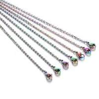 5pcs Rainbow coloreed de acero inoxidable cadena de enlace de bricolaje de bricolaje de joyas de 45 cm de 50 cm con arco de langosta1270L