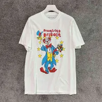 2021 Martine Rose New Cartoon Clown 인쇄 여성 티셔츠 거리 스포츠 승무원 목 짧은 슬리브 패션 레저 스타일 귀여운 인쇄 티