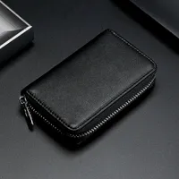 Genuine Leather Wallet Car Key Holder Case Keychain Bag Zip Pouch with Card Slot