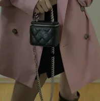 디자이너 박스 지갑 핸드폰 파우치 클래식 스타일 체인 여성 싱글 어깨 메신저 가방 핸드백 고품질 여성 패션 가죽 지갑