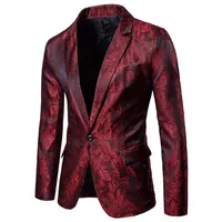 Fashion's Men's Slim Fit One Boton Blazers Oficina de Negocios Formal Jacket informal Tope de estilo de estilo estampado de la corte 220801