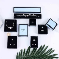 Smyckeslådor 12 bitar Blue Black Frame Kraft Paper Packaging Bag J220823