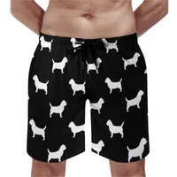 Short pour hommes art de chien blanc planche de haute qualité cairn terrier silhouette imprimer plage pantalon court mâles