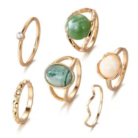 Elegante anello di pietra per gemme artificiale bianco smeraldo set per donne ad anello geometrico vintage geometrico gioielli di moda