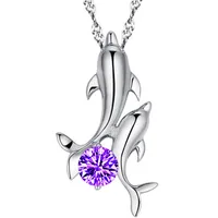 Серебряное ожерелье для женского модного ювелирного украшения Высококачественное хрустальное циркон Dolphin Dancing Pendant Collece