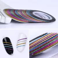 3D DIY Nail Striping Tape Line مجموعة ملونة ملونة ملصقات ملصقات ملصقات متعددة الألوان DIY تصميم فن الأظافر ديكورشن 2175