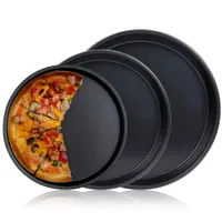Ferramentas de bolo 6/8/9/10 polegada redonda de pizza de pizzas pizzas bandeja de prato profundo aço carbono de aço antiaderente de molde de molde Breads panelas