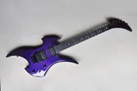 Guitarra eléctrica de metal personal personalizada de fábrica con hardware negro de puente de rock doble