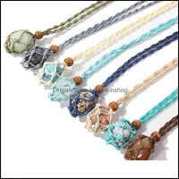 Pendant Necklaces Pendants Jewelry Eco-Friendly 100% Linen Cord Necklace Interchangeable Gemstone Rame Crystal Pouch Net Drop Delivery 202