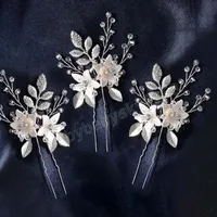 Mode elegante Perle handgefertigte Blumenstrissone Kristall Haarzubehör Hochzeitshaarstifte Brautjungfer Brautdekoration