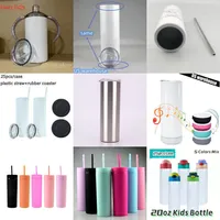 US Warehouse STRAIGHT Sublimation Tumblers SIPPY Cup Wine Set Kids Bottle Mason Jar Can Cooler Coffee Mug Water Bottles Bullet Cups UV Color Changing Glow Tumbler DIY