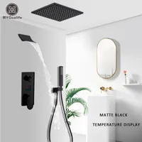 Vattenfall matt svart badrum duschkran digitala kran