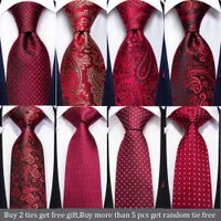 Hi-Tie Burgundy Paisley Silk Wedding Tie For Men Fashion Design Quality Hanky Cufflink Gift Men Necktie Set DropshippingBusiness